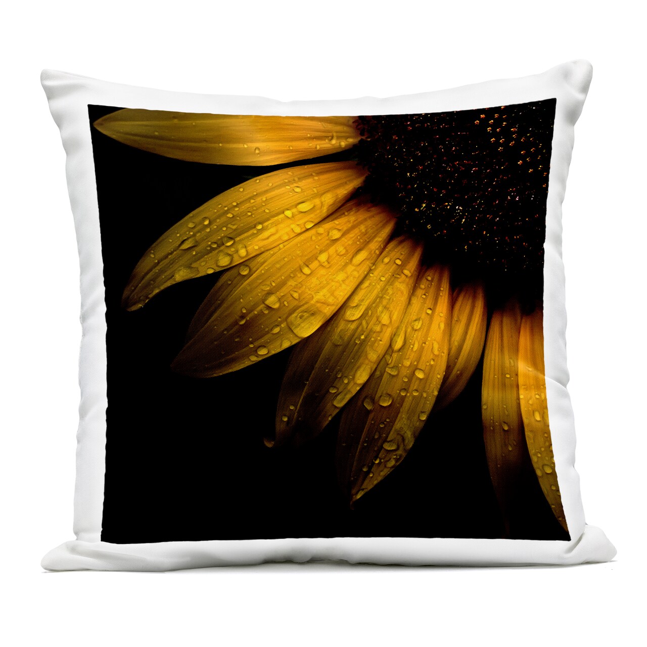 Stupell Industries Sunflower Detail with Droplets Outdoor Printed Pillow, design by Brian Carson Photography, 18 x 7 x 18